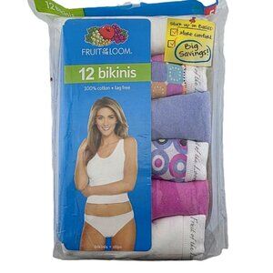 12 Fruit of the Loom Women's Underwear Bikinis 100% Cotton NWT Multiple Sizes